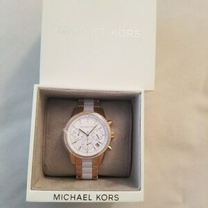 Michael Kors Elegant Rose Gold and White Watch